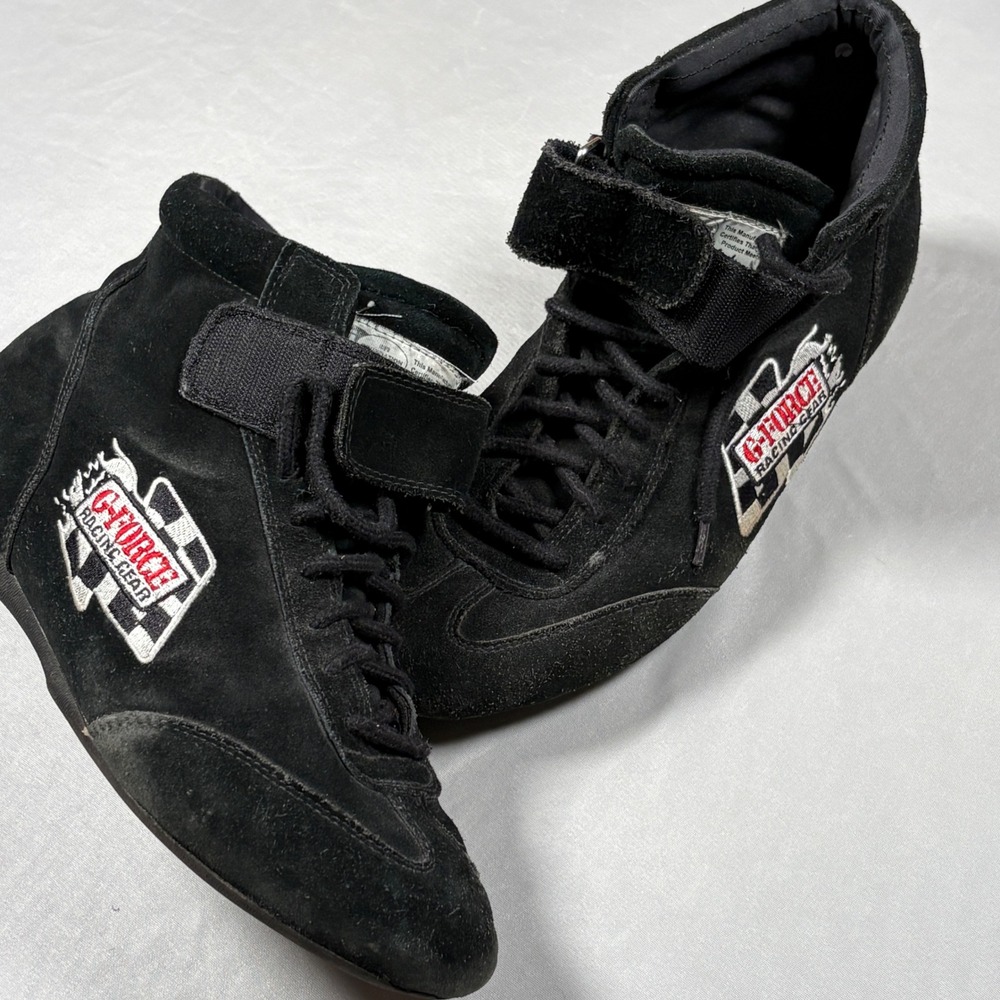 G-Force GF235 RaceGrip Mid-Top Racing Shoes Black Suede SFI 3.3/5 Size 12 Men's